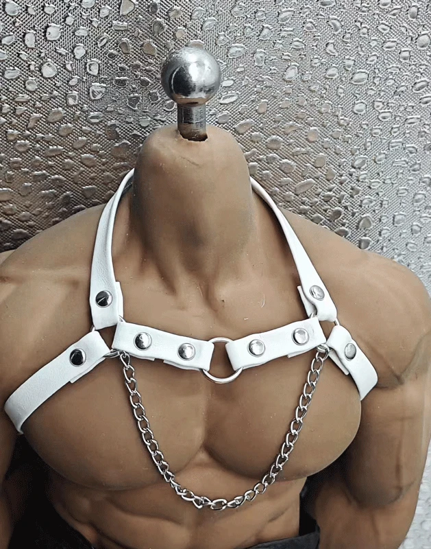 1/6 White New Leather Chest Strap Model for 12