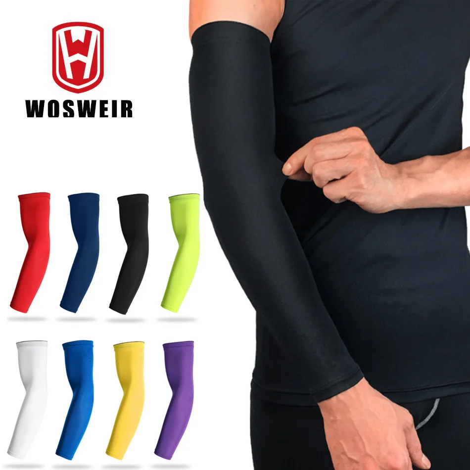 WOSWEIR Sports Arm Compression Sleeve Basketball Cycling Arm Warmer Summer Running UV Protection Volleyball Sunscreen Bands