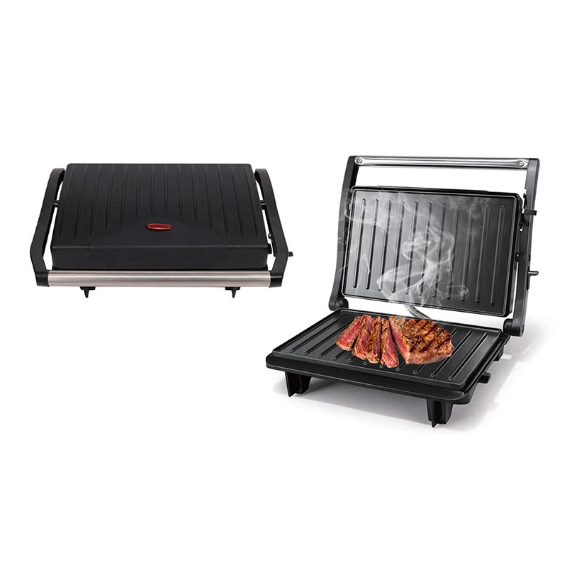 

Home Grilling Steak Machine 750W Double-sided Heating Panini Breakfast Machine Toast Burger Machine Smokeless