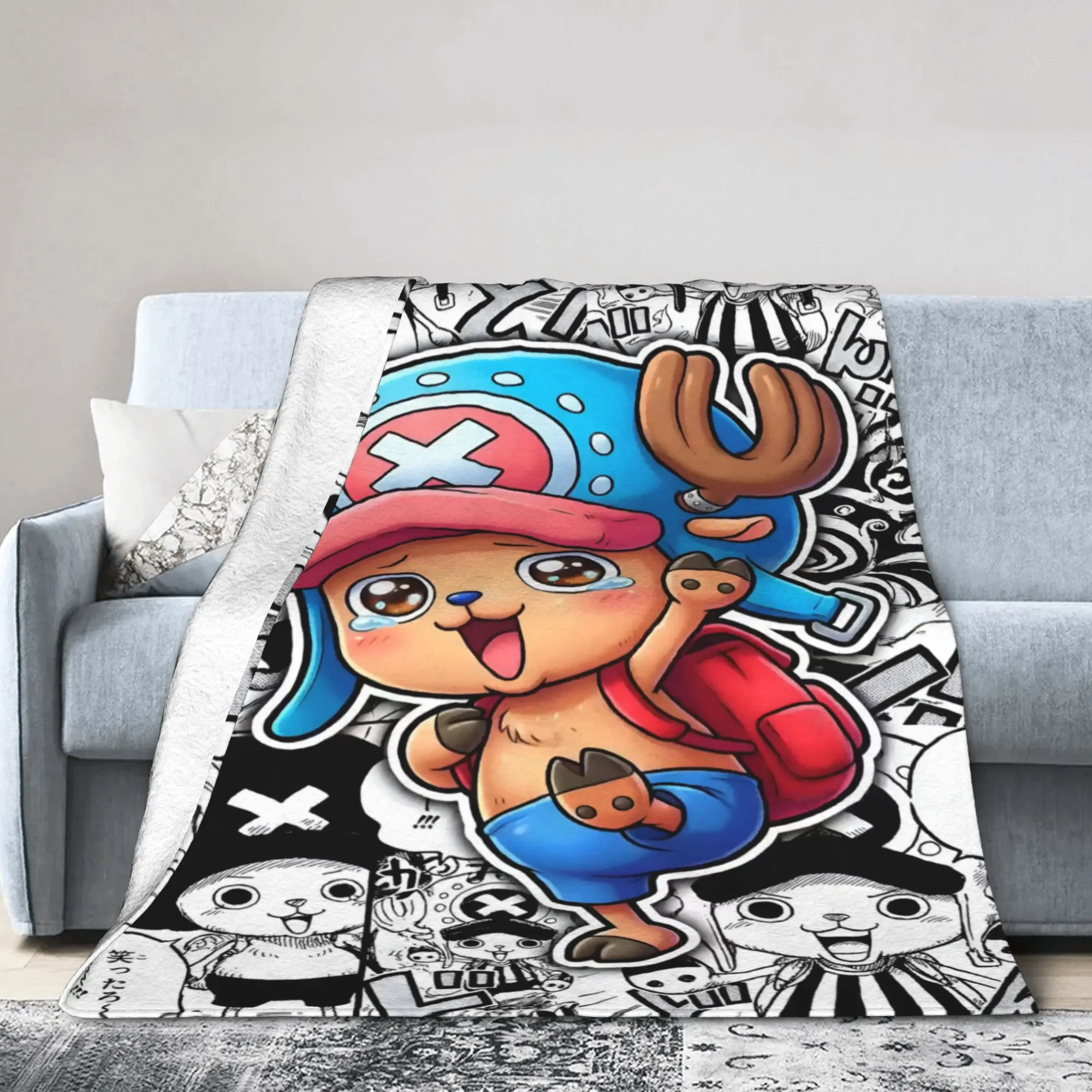 Custom Sofa Fleece Chopper Janpan Anime Throw Blanket Warm Flannel  Blankets for Bedroom Car Sofa Quilt