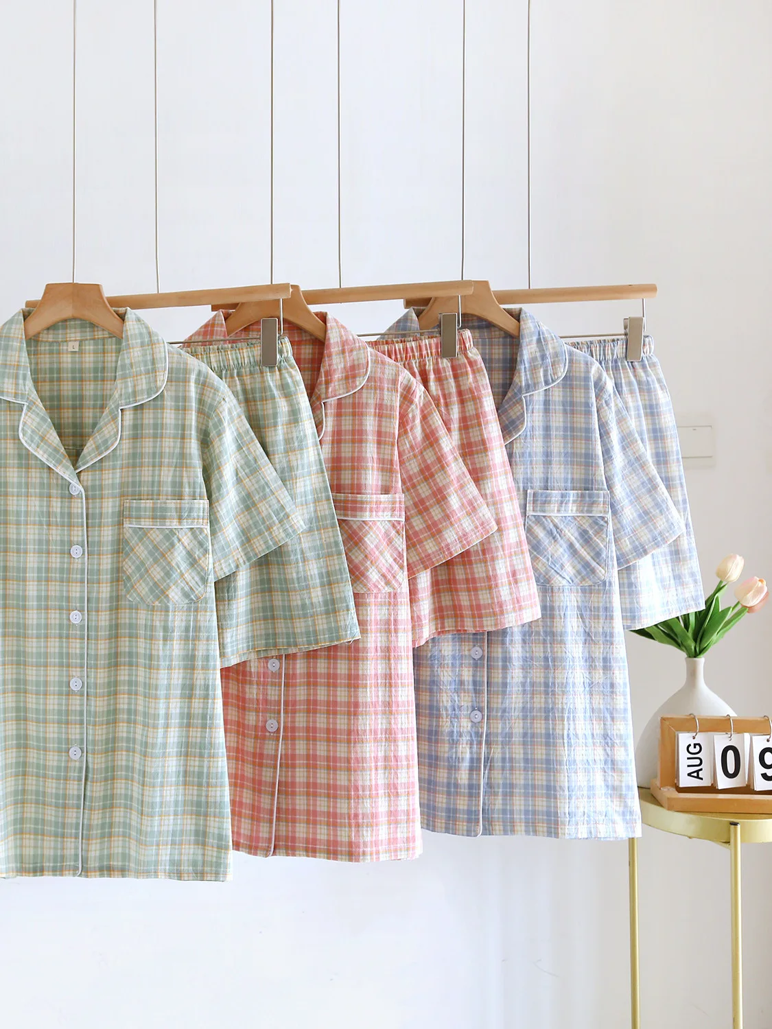 

Summer Women's Pure Cotton ort Sve orts Home Clothes Waed Cotton Nightgown Set Large Size Casual Can Be Worn outside