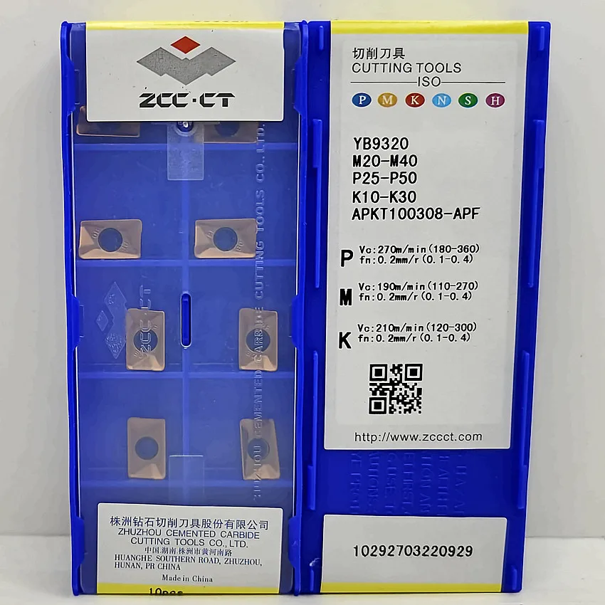 

APKT100308-APF YB9320 APKT100308-APF APKT100308 ZCC.CT CNC blade carbide insert Milling inserts For Steel, Stainless steel