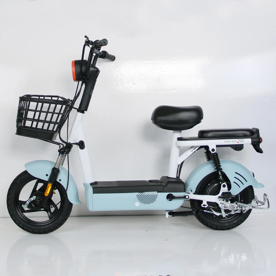 Cheap Price 350W 48V Step Through Ebike City 14 Inch Electric Scooter Bike With Basket image 5