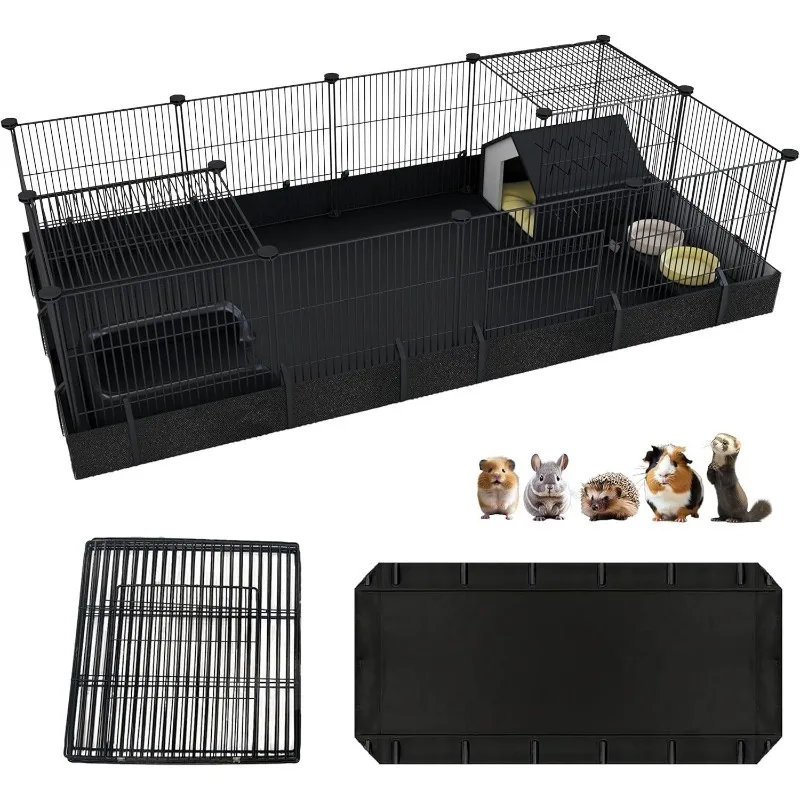 16 Panels DIY Pet Playpen Waterproof Canvas Base Dog Enclosure With Gate