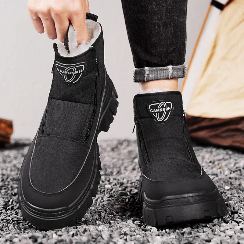 Botas de tornozelo botas de inverno para homem adicionar algodão neve quente macio e confortável sapatos para homem tênis masculino resistente ao desgaste antiderrapante