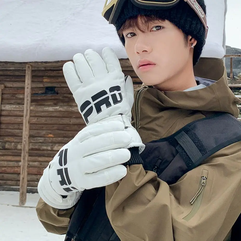 Cycling Equipment Full Finger Skiing Gloves Thick Plush Snow Gloves Windproof Waterproof Motorcycle Gloves Winter