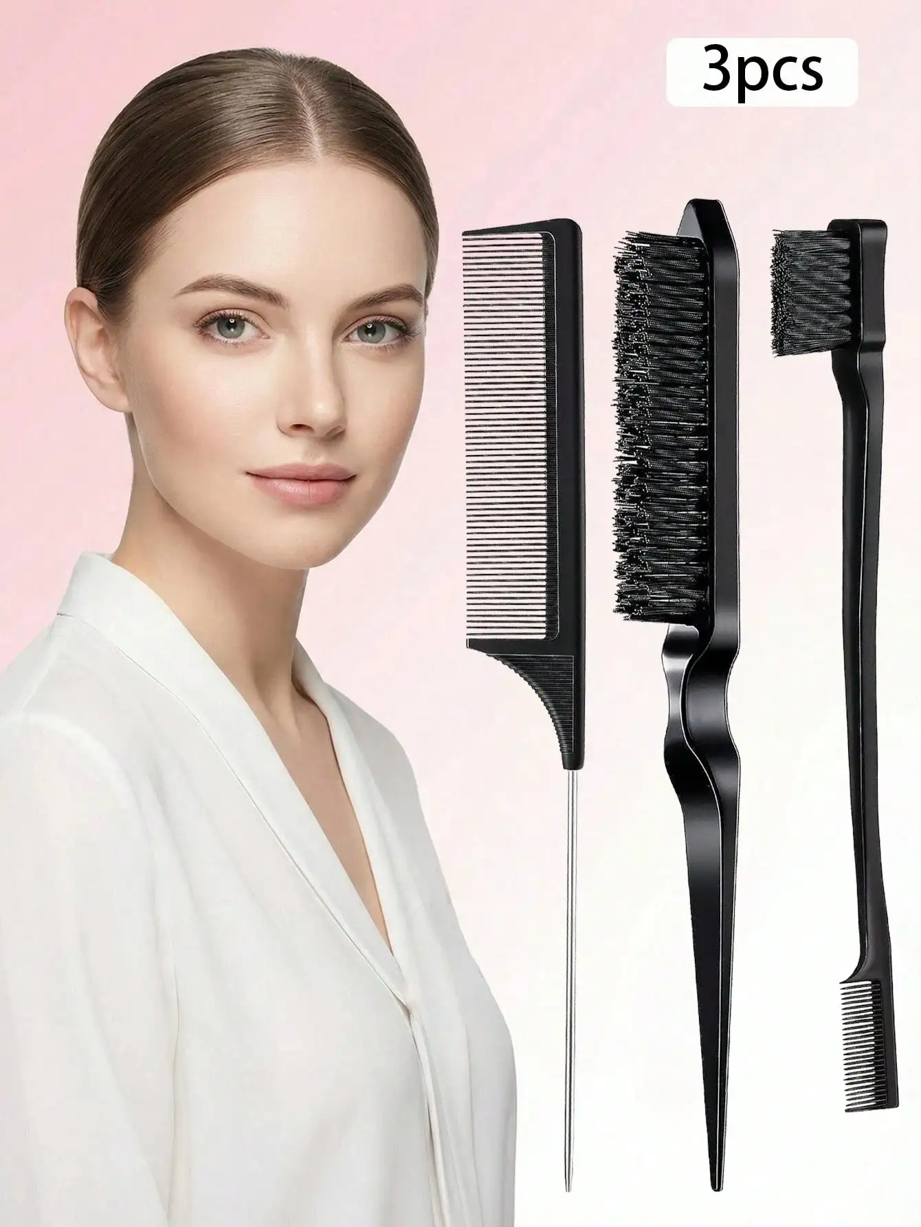 

3pcs Hair Styling Tool Set - Volumizing Brush, Highlighting Comb, Pointed Tail Comb And Eyebrow Brush (For Women) | Hair Styling Tools, DIY Hairstyle Accessories, Home, Bedroom, Salon And Travel Essentials, Comb Set, Daily Hair Care, Comb Set, Comb, Brush