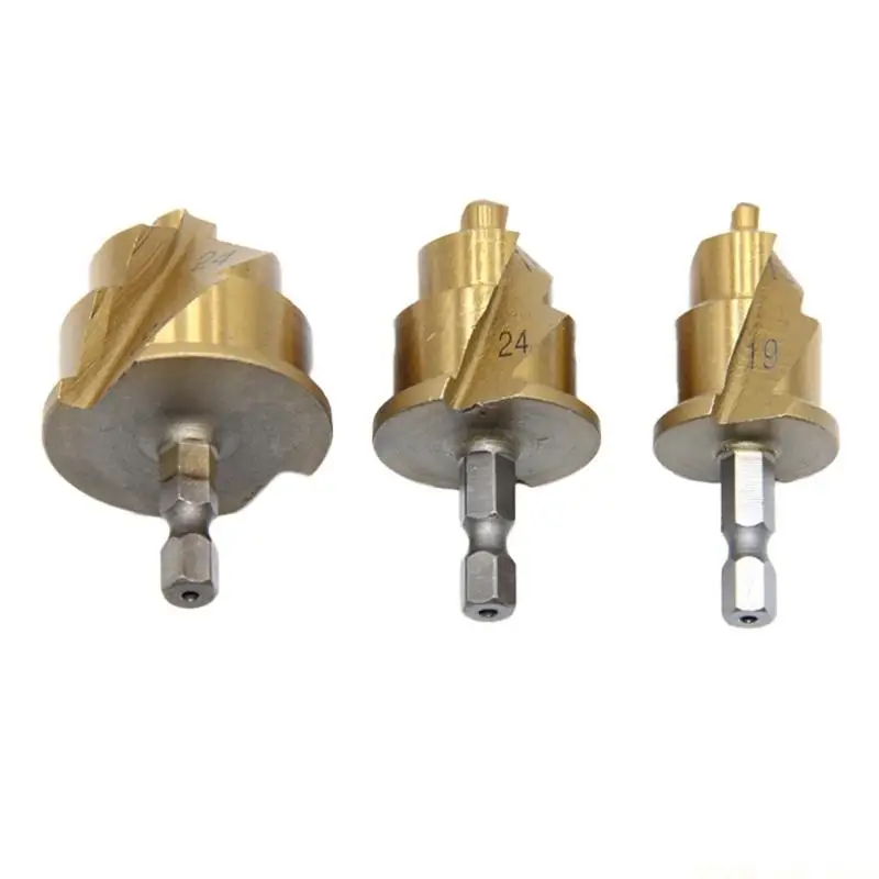 A2BE 3Pcs Quality Helical Bits Shank for Water Pipe Work 15~31mm Suitable