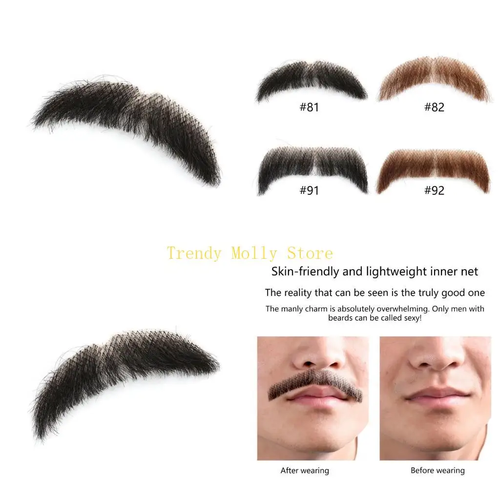 N5KB Barba Falsa Bigote Realista Perilla Disfraz Tratamientos Faciales Cabello Encaje Barbas Falsas