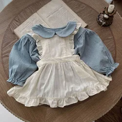 Mono de algodón de manga larga para niña pequeña, Traje a cuadros, chaleco sin mangas, conjunto de ropa para niños de 0 a 24 meses, otoño y primavera