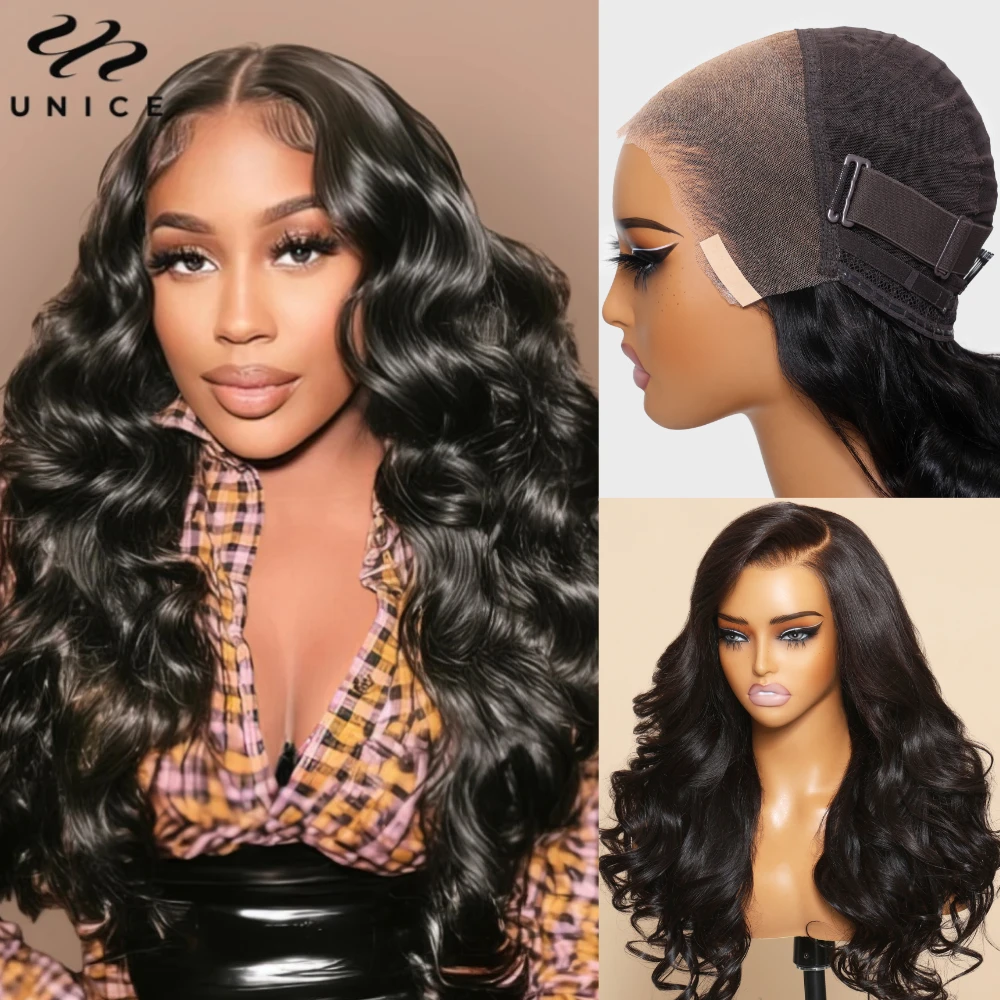 Unice Hair 250% Density 13X4 Body Wave Wig Pre Cut Pre Bleached Pre Plucked Lace Frontal Human Hair Wigs Ready To Wear Go