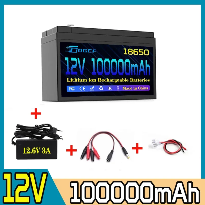 

12V 100Ah Li-Ion 18650 Battery Electric Vehicle Lithium Battery Pack 9V-12V 60Ah 80Ah Built-in BMS 30A High Current