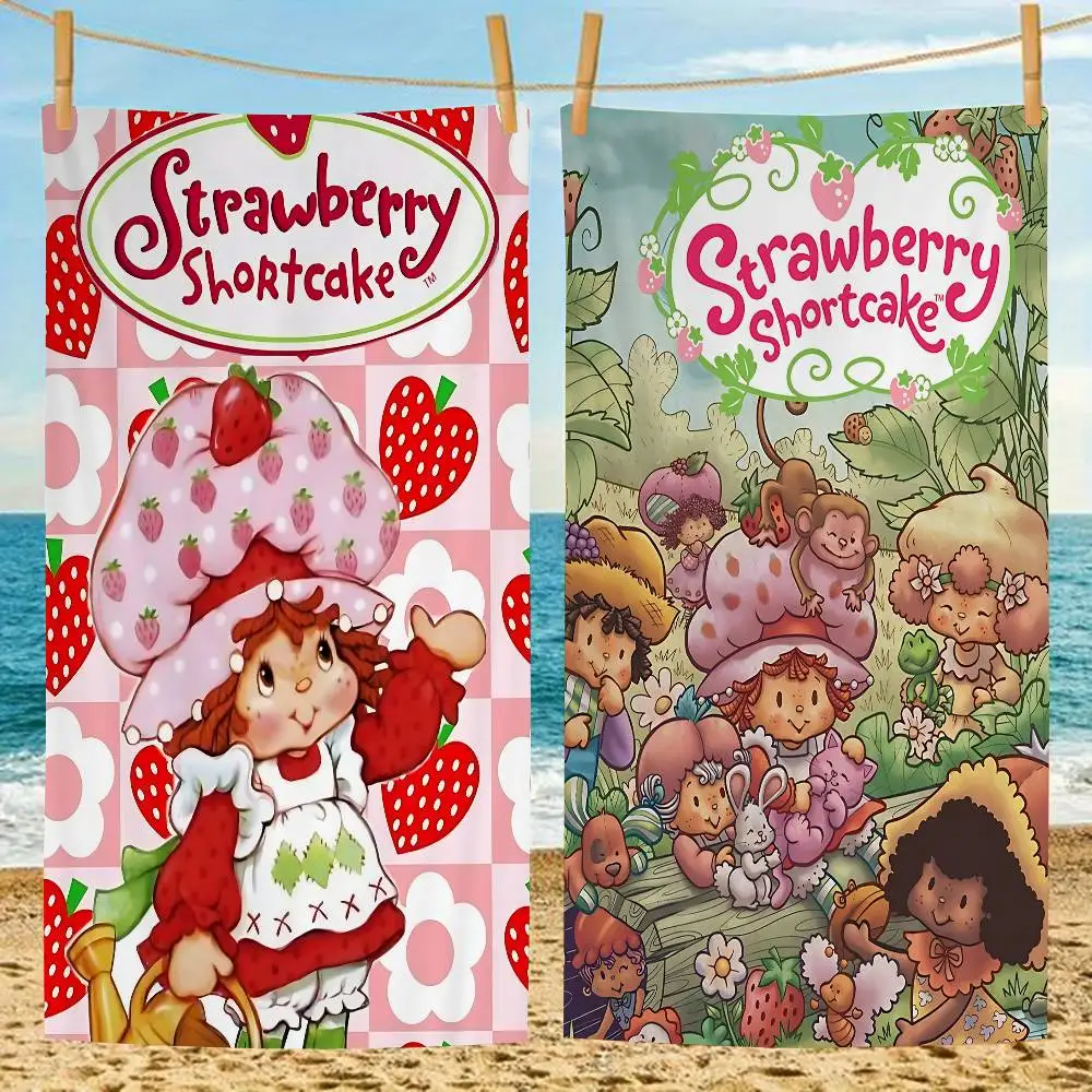 S-Strawberry-shortcake girl Beach Towel Colorful Bath Towels for Girl Microfiber Quick Custom Sand Free Beach Yoga Spa Gym Pool