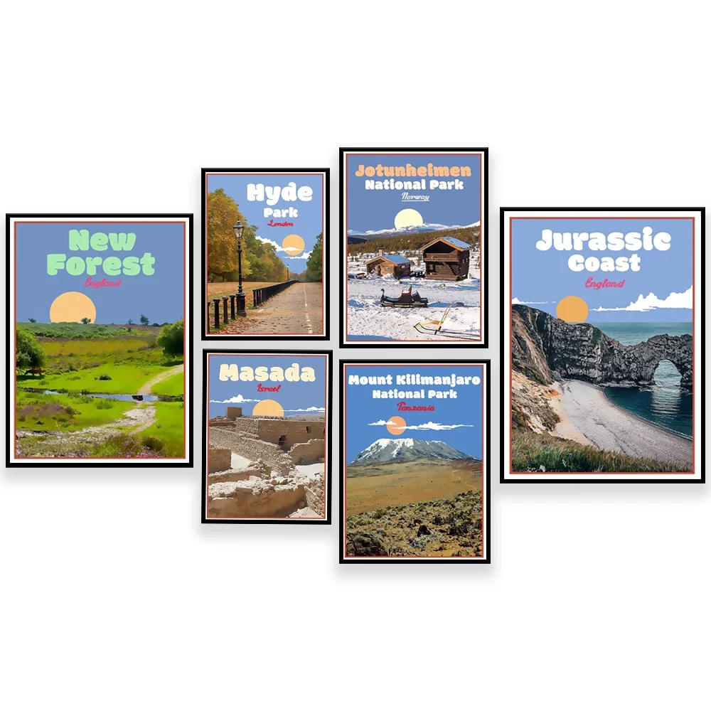 England, Norway, Jotunheimen, Hyde London, Israel, Mount Kilimanjaro, Tanzania, Kings Canyon, Wataka, Australia travel poster