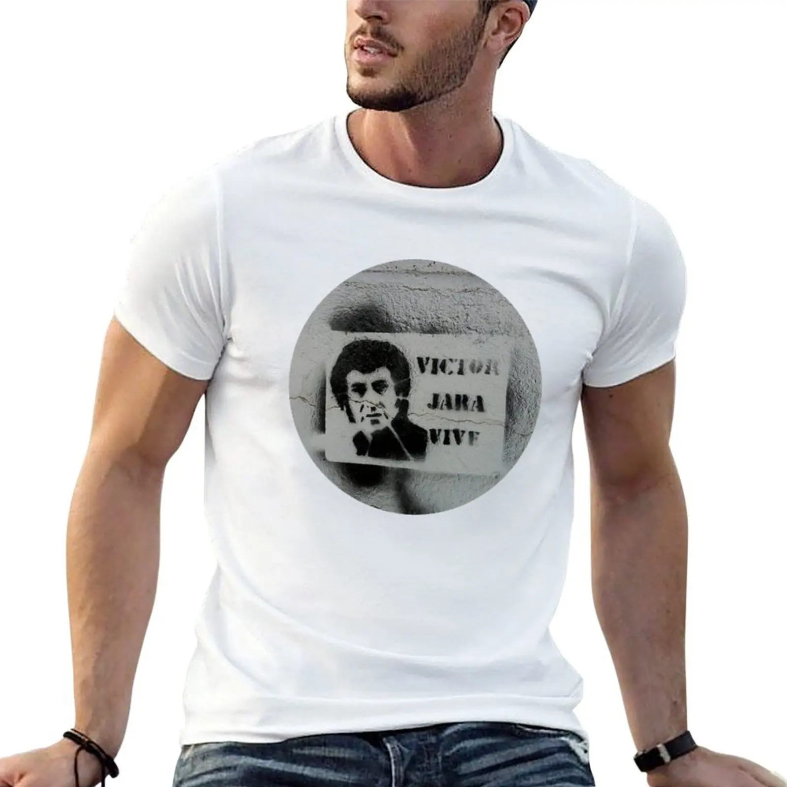 

Футболка Victor Jara Avan (настенный трафарет) с принтом, мужские футболки с аниме, футболка большого размера