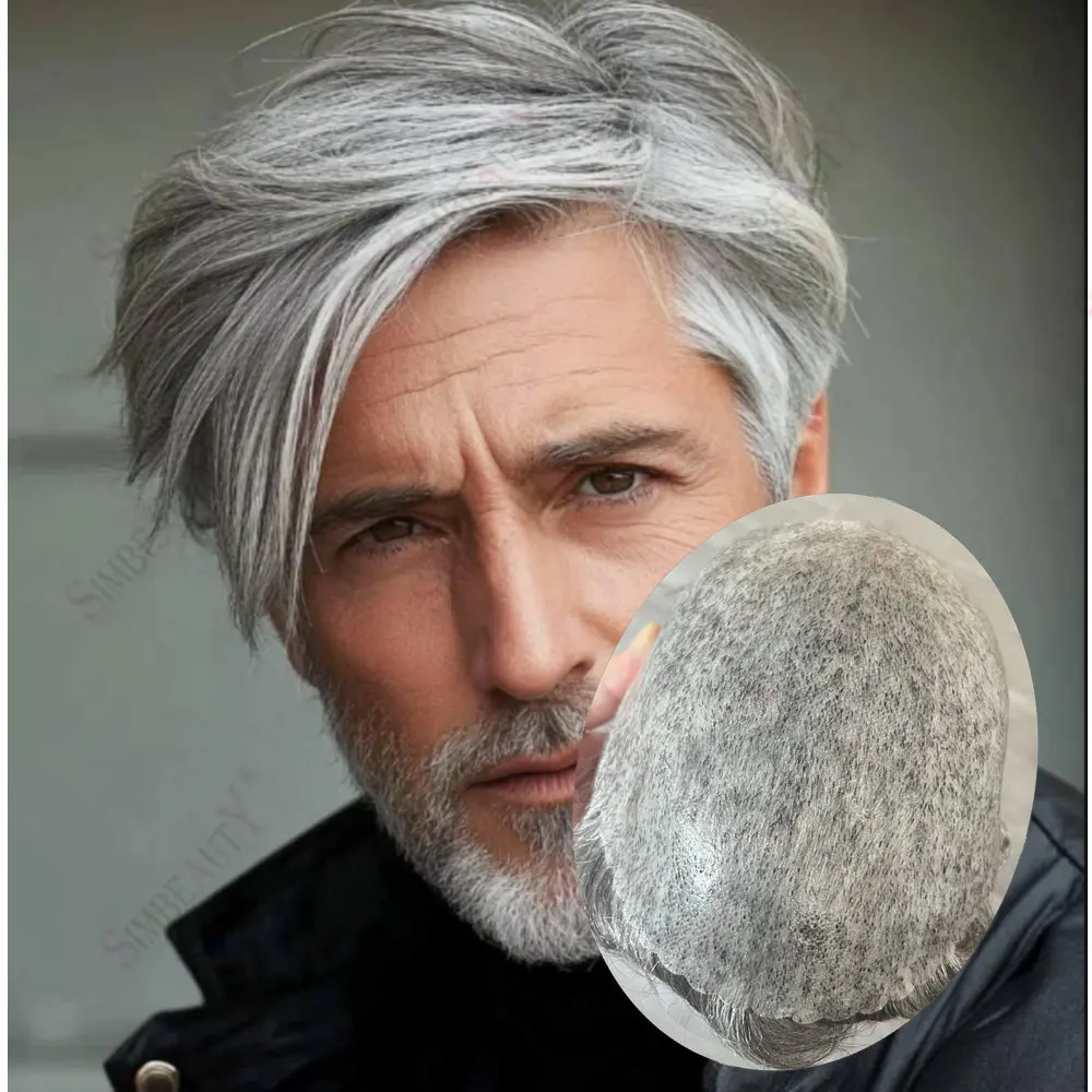 Super Durable 0.1mm Thin Skin Base Brown Black Grey1B40 1B80 Men Toupee Human Hair Natural Hairline Capillary Prosthes Hairpiece