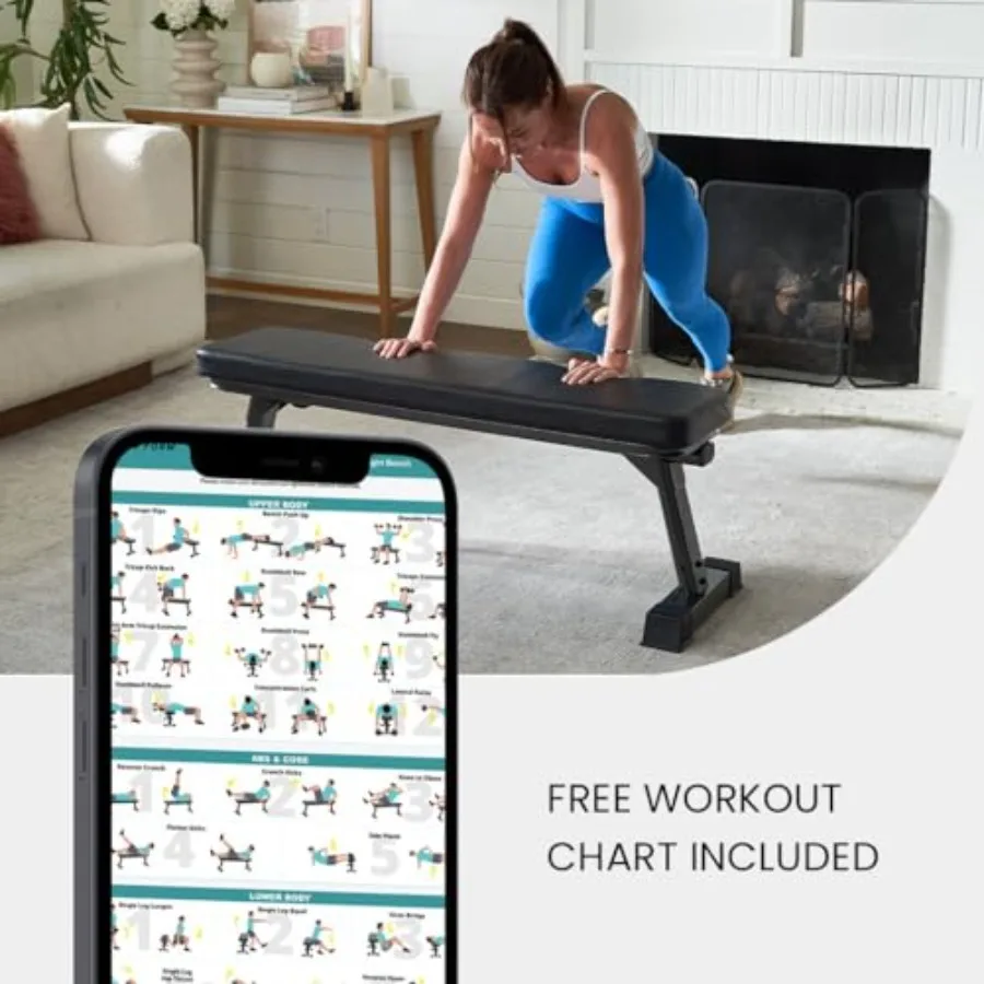 Panca piatta pieghevole di qualità da palestra per allenamento con i pesi multiuso ed esercizi addominali