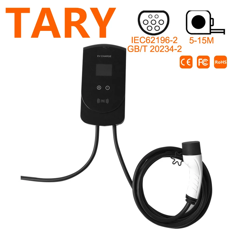 Screen Display Adjustable Current Portable  AC Ev Charger 3.5KW/7kW APP for GBT TYPE1 TYPE2