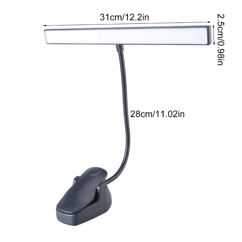 Lampada da lettura a LED portatile con morsetto, ricarica USB 3 modalità colore regolabili per l'area studio dei banchi da