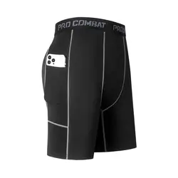 High Performance Men's Compression Shorts With Pocket - Quick Dry Breathable Stretchy Base Layer For Sports Gym
