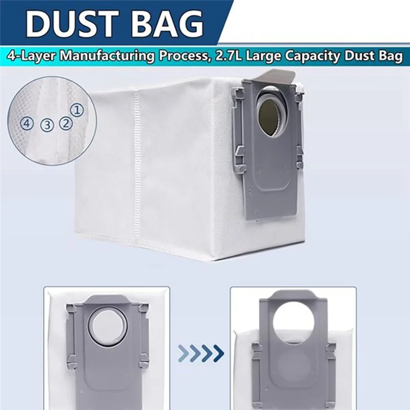 

AT02-6PCS Vacuum Cleaner Dust Bag Set For Roborock Q Revo Curv Vacuum Cleaner Accessories Replacement Dust Bag Parts