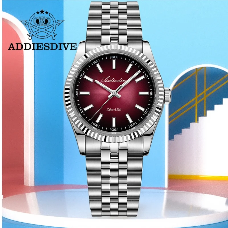 ADDIESDIVE 36 мм часы для мужчин юбилейный ремешок 10 бар дайвинг VH31 BGW9 светящиеся кварцевые часы из нержавеющей стали 316L с сапфировым стеклом