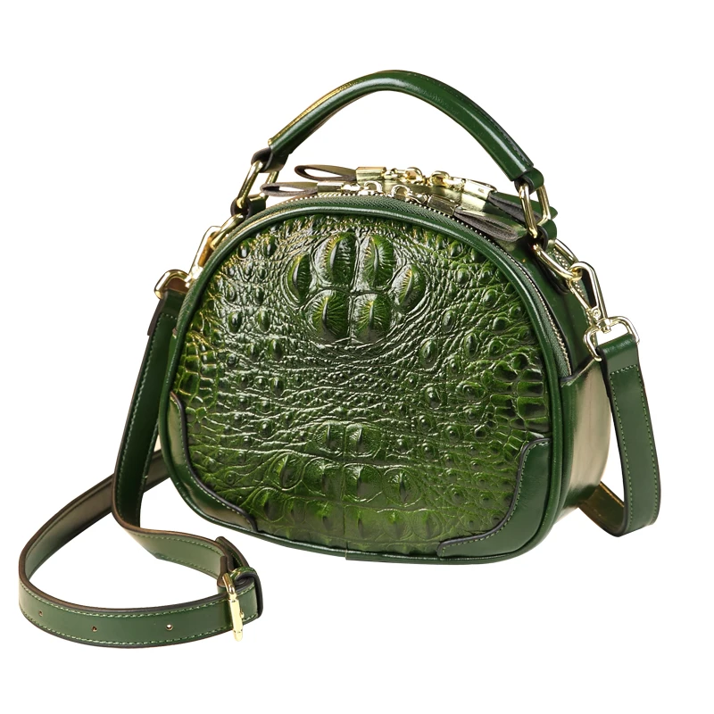 Crocodile Pattern Women Bags Genuine Leather Small crossbody Bag 2022 New Fashion Shoulder round Bag Portable Messenger Bag