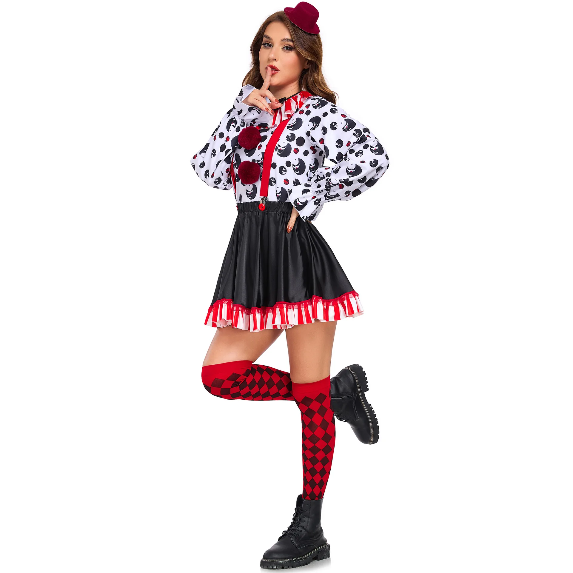 

Women Variety Clown Cosplay Costume Halloween Stage Performance Vampire Skull Female Costume Easter
