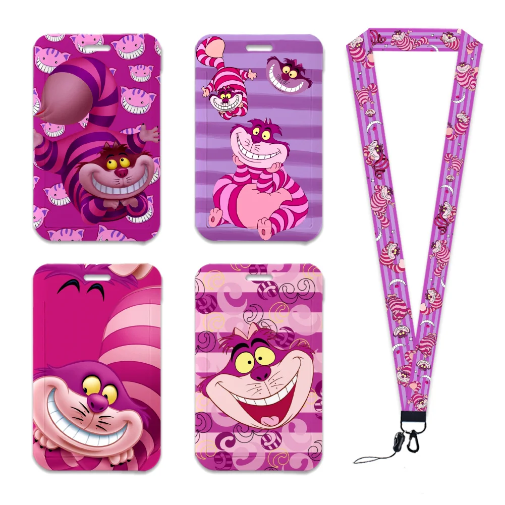 

Держатель для рабочей карты Disney Cheshire Cat Alice, бейдж для рабочего разрешения, бейдж с именем, брелок для ключей, держатель для студенческого удостоверения, аксессуары для шнурка для карты.