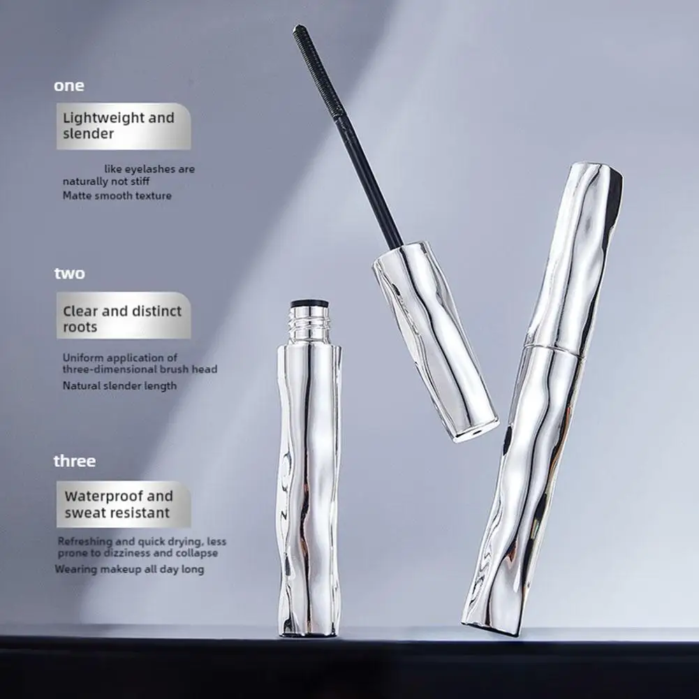 Rímel de tubo de aço-espelho especial à prova d'água rímel preto longo curling extensões de cílios não aglomerando olhos cosméticos