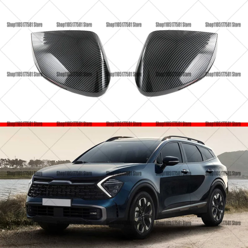 For Kia Sportage NQ5 2022 Mirror Cover Cap, Carbon Look, Decorative Trim Shell, Replacement Accessory