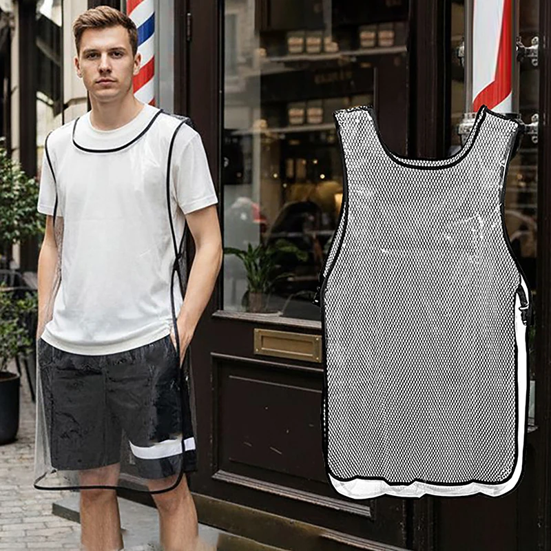 Double-sided Waterproof Black/Transparent Apron Barber Uniform Salon Hairstylist Apron Hairdresser Vest For Beauty Salon Nail