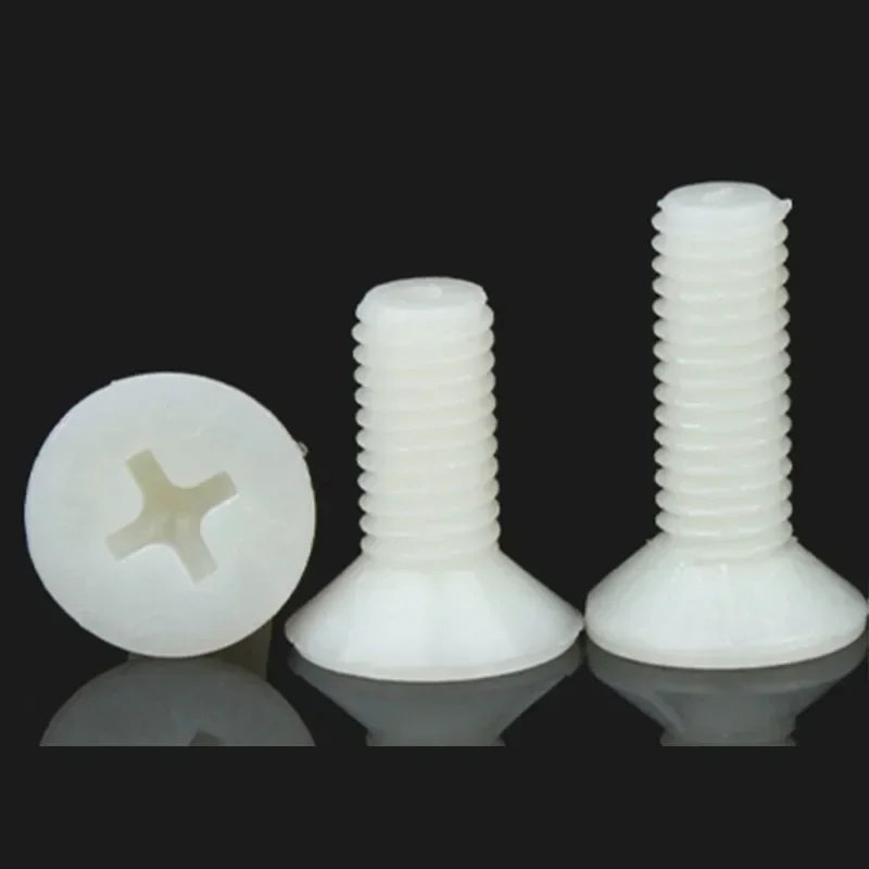 M3 x 0.5 نايلون أبيض فيليبس مسامير آلة برأس مسطح مسامير غاطسة سوداء DIN 965 ISO 7046 #4