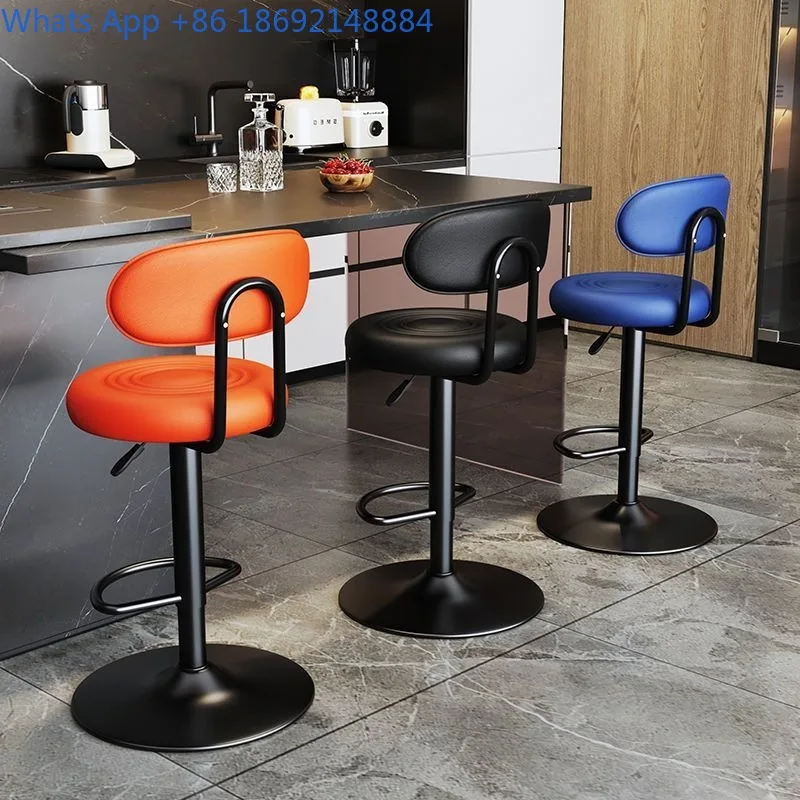 Bar Stool Simple Swivel High Stool Bar Chair Cashier Front Desk Adjustable Backrest High Stool