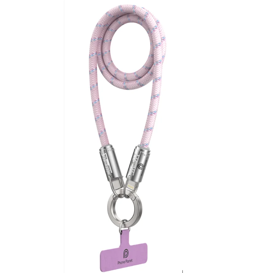 

Кабель для передачи данных 2-в-1 Lightning на Type-C с шнурком-держателем, 60 Вт, 3А, быстрая зарядка PD, для iPhone 17, 16, 15, портативное зарядное устройство