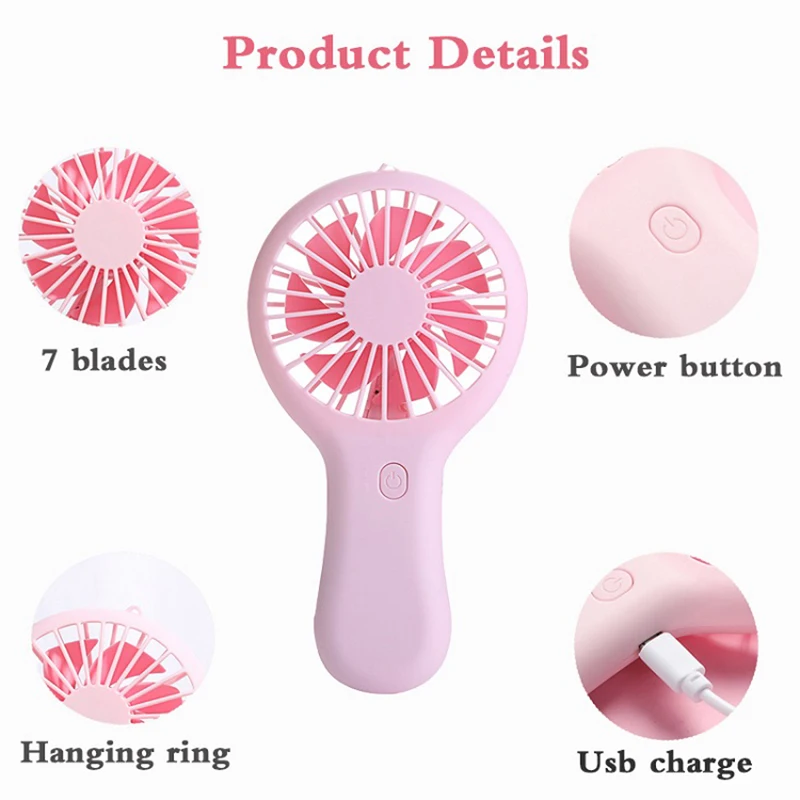 4Pcs USB Mini Fans Portable Electric Fan 3 Speed Wind Rechargeable Fans Mini Handheld Fan with Base Desk Handheld Dual Use