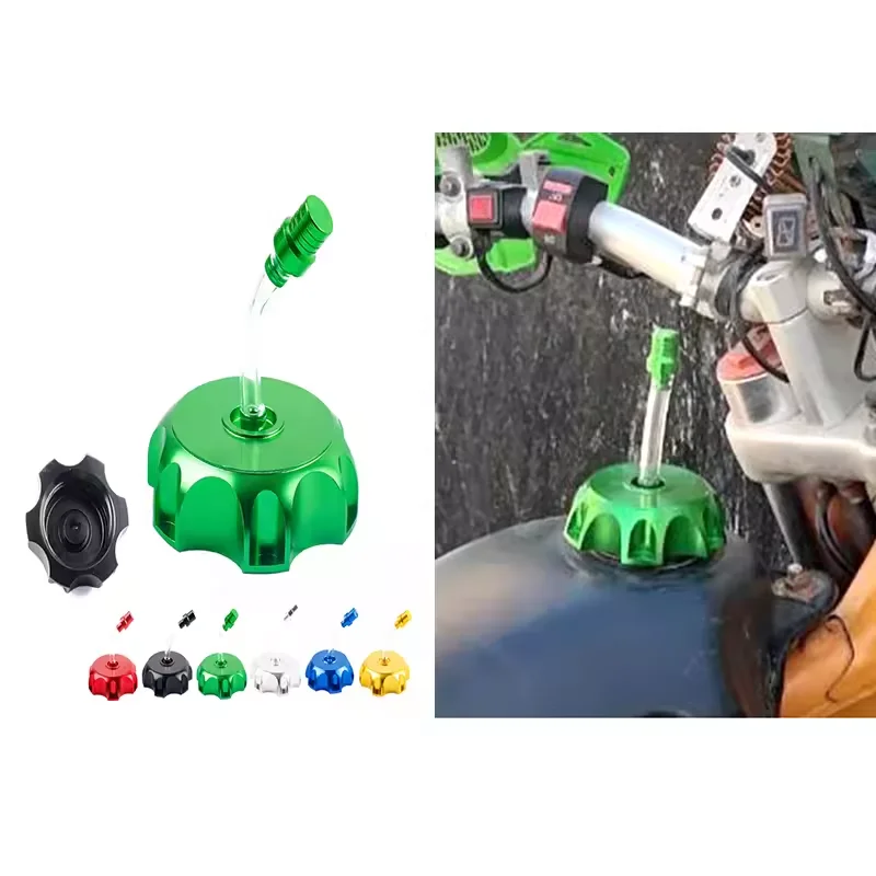 

High Performance CNC Aluminum Gas Fuel Tank With Cap Cover Breather Vent Valve Inline Pipe For 49mm Dirt Pit Bike Petrol Tank