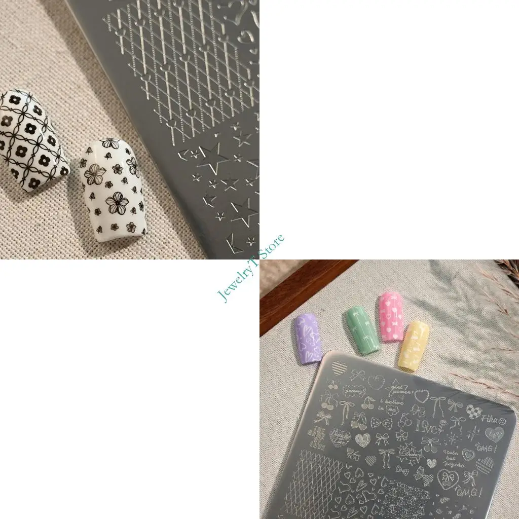 

LX9D Heart Lace Bowknot Art Stamping Plate Professional Stainless Steel Texture