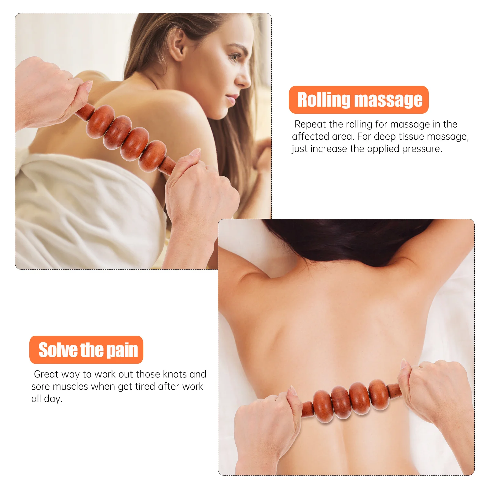 1Pcs Massage Roller Stick Wooden Body Muscle Massager Deep Relaxing Full-Body Muscle Roller Tool for Neck Back Calves