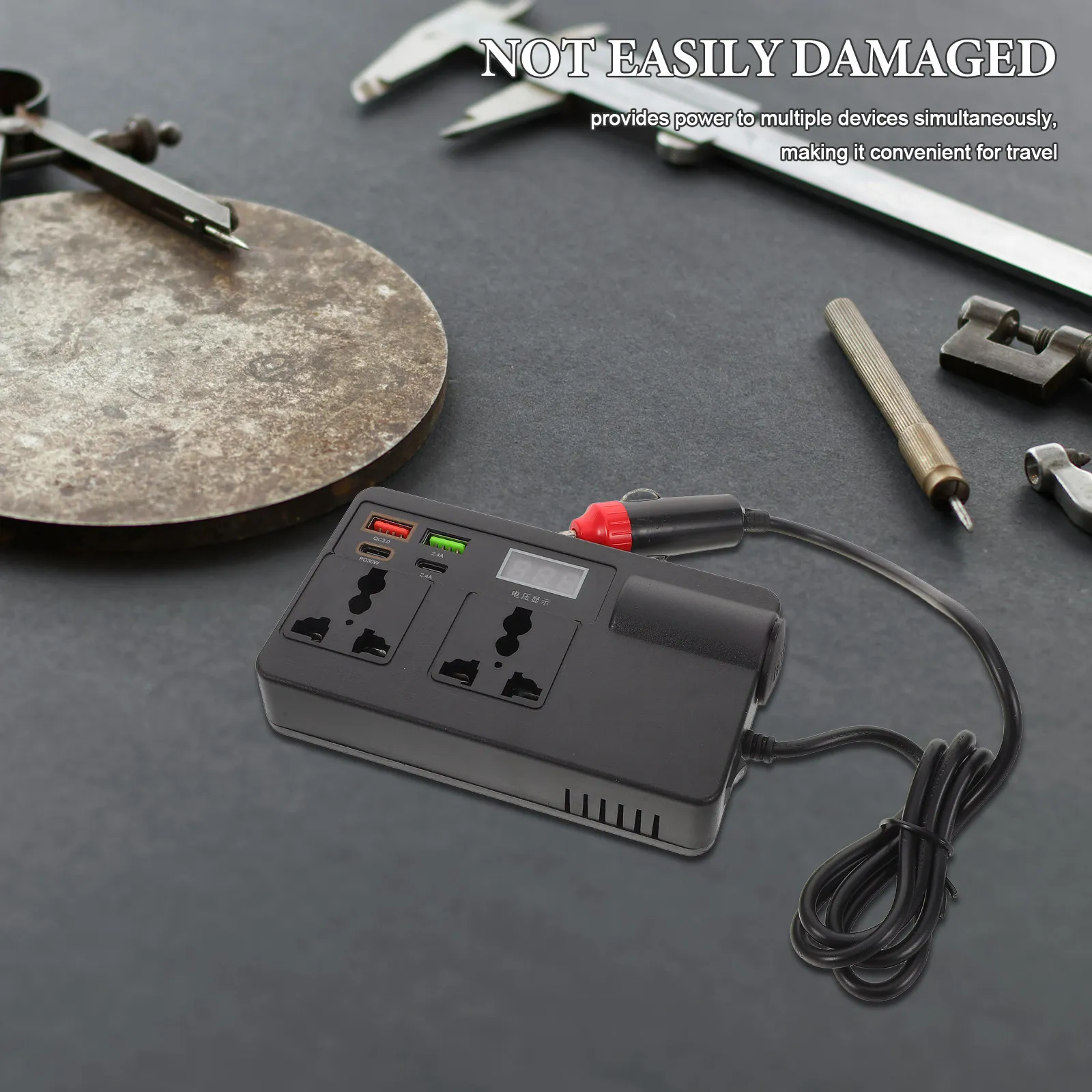 120W Car Inverter 12V 24V to 220V Ac Power Converter Compact Design with Fast USB Charging Ports Multi Device Outlet Travel