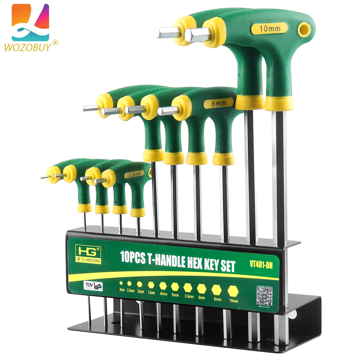 

Набор шестигранных ключей с Т-образной ручкой, метрический, 10-компонентный набор шестигранных шестигранных ключей с длинной ручкой для тяжелых условий эксплуатации, 2–10 мм