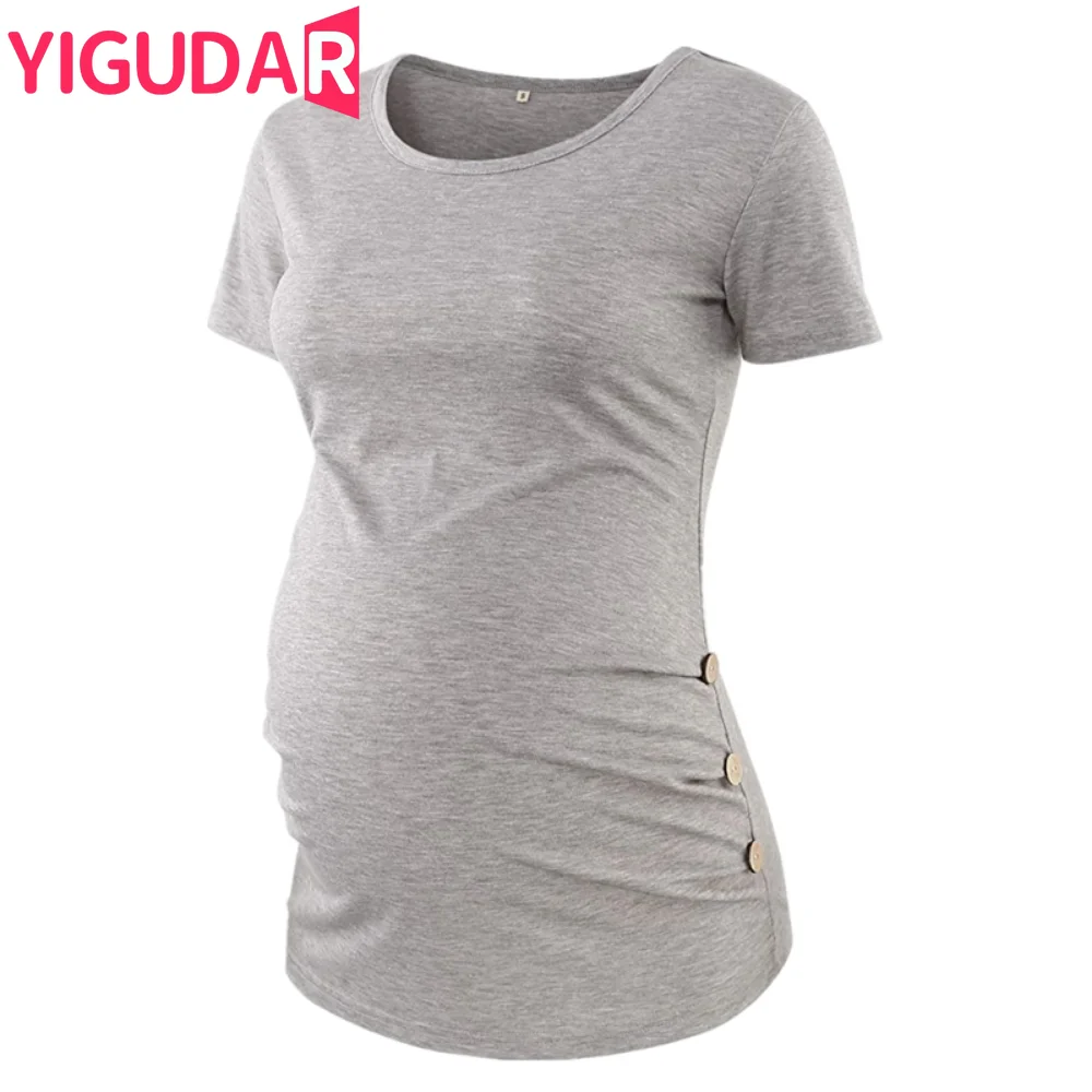 Casual Womens Maternity T-Shirt Top Short Sleeve Round Neck Pregnancy Shirts Summer Solid Pregnant T Shirt comfort Tee y2k