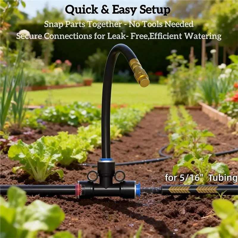 M11K-For Drip Irrigation Kit Compatible 360° Copper Mister Nozzles With Tee Connector Garden Greenhouse Cooling Misting Emitter