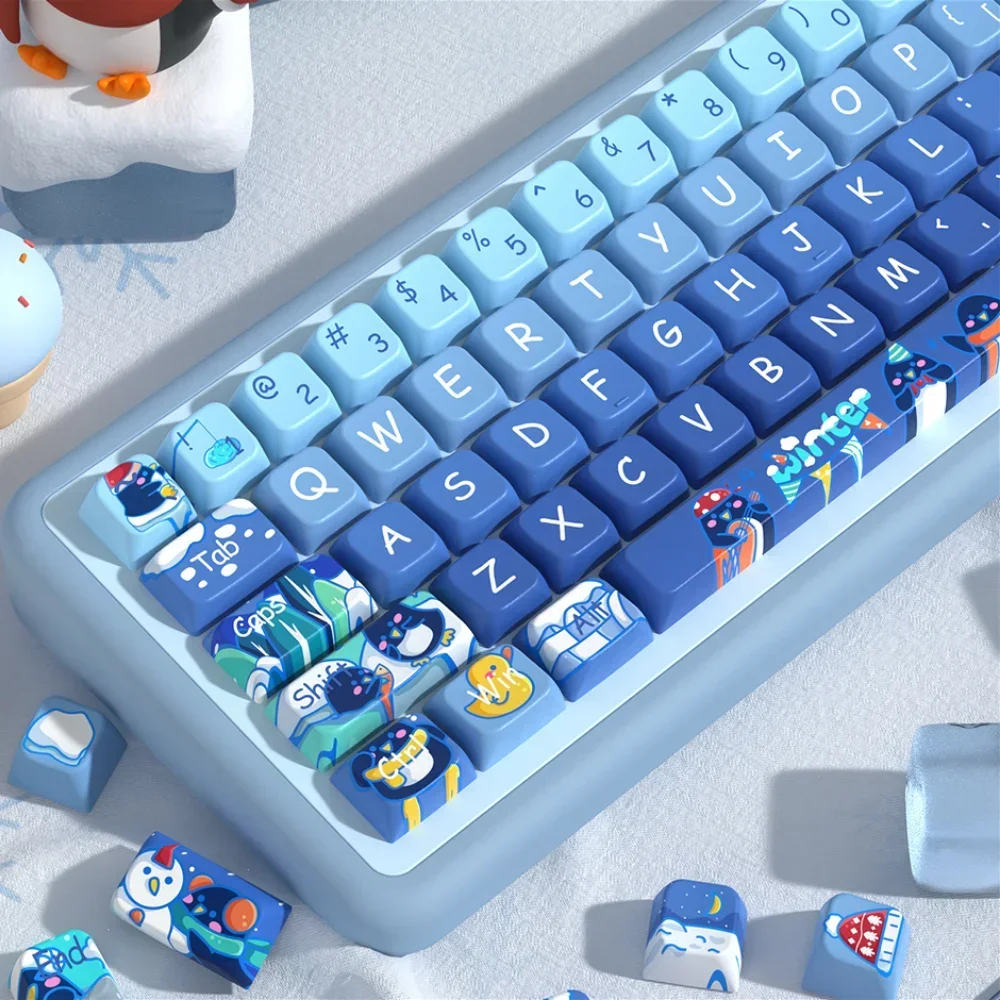 

Original Penguin and Winter Themed PBT Keycaps, MDA Height, Cute and Personalized for 60/64/84/98/108 GMK Mechanical Keyboards