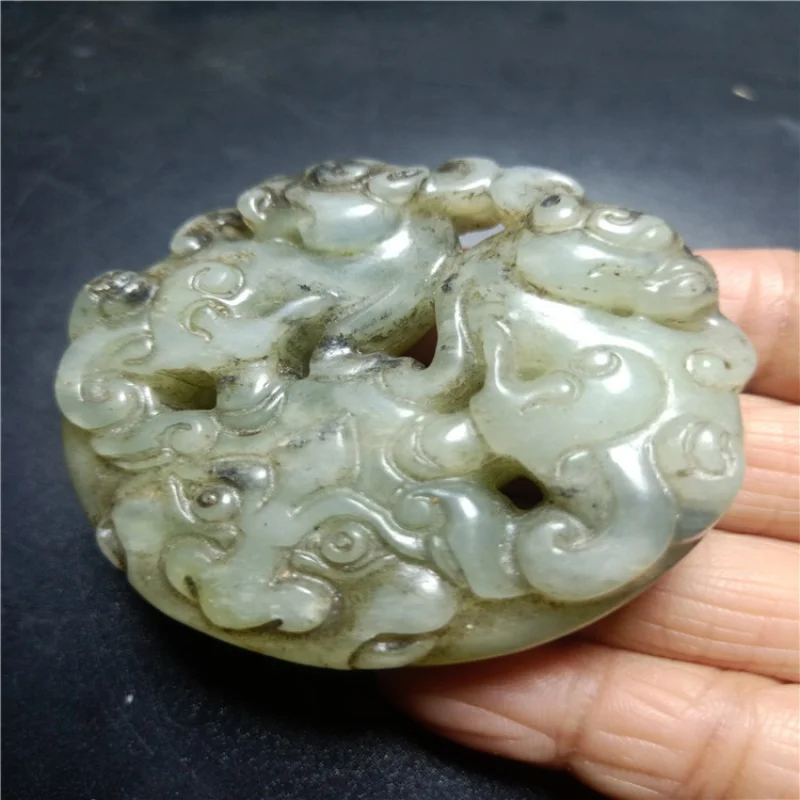 Antique Distressed Crafts Xiuyan Jade Double Pixiu Auspicious Beast Brand Antique Waist Pendant Pendant Pendant Wholesale