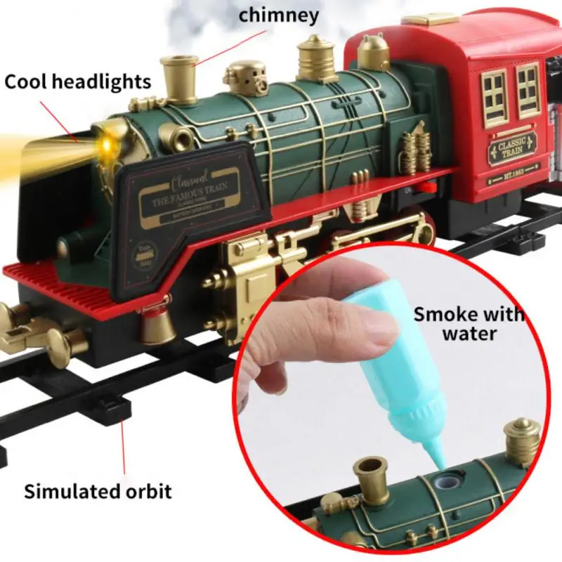 Suoni luci treno di natale Set decorazione albero di natale binari ferroviari giocattoli treno di natale regali giocattoli per bambini regalo di capodanno