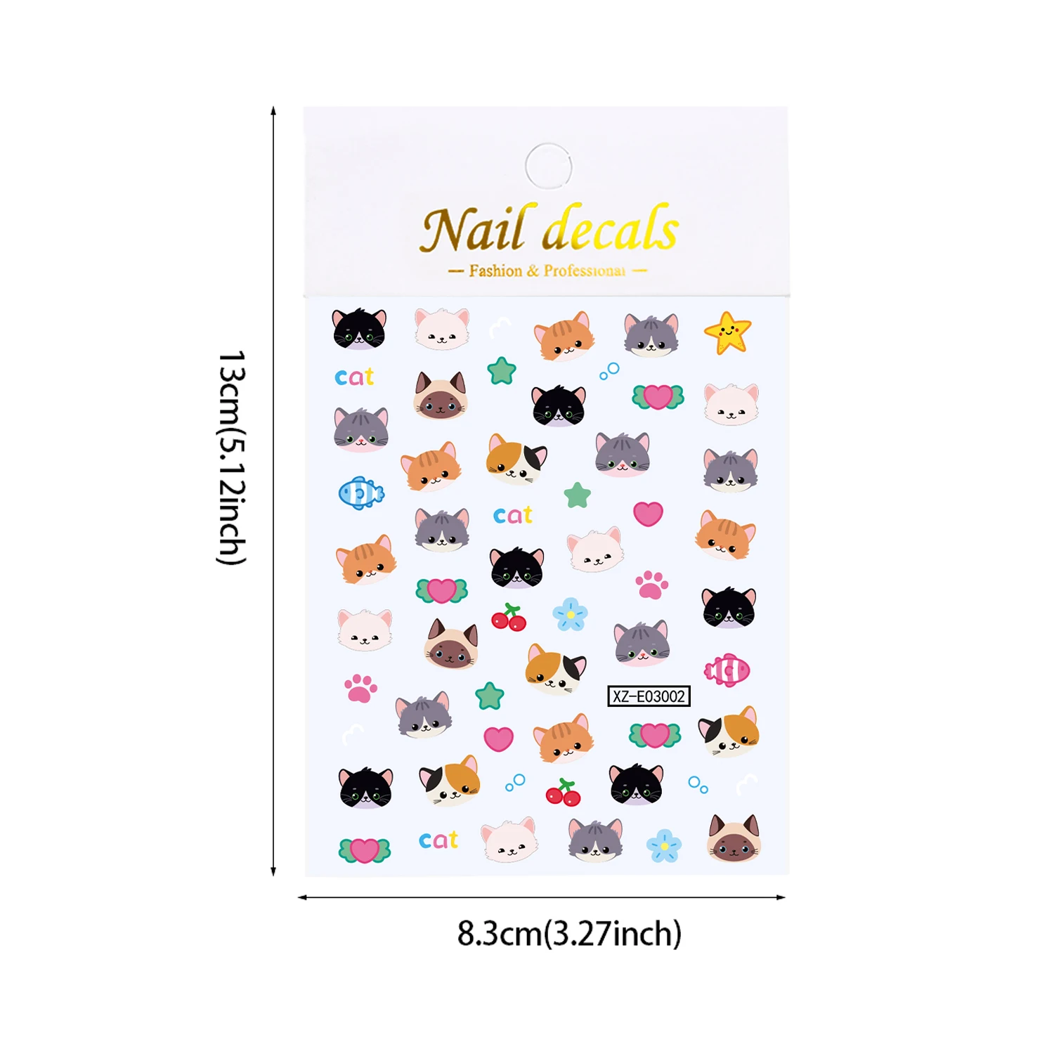 1/2 Stück 5D Niedliche Katzen-Nagelkunst-Aufkleber Mehrfarbige Kätzchenpfoten Stern Blumen Selbstklebende Nagelsticker Tier-Maniküre-Dekorationen – Detail 2