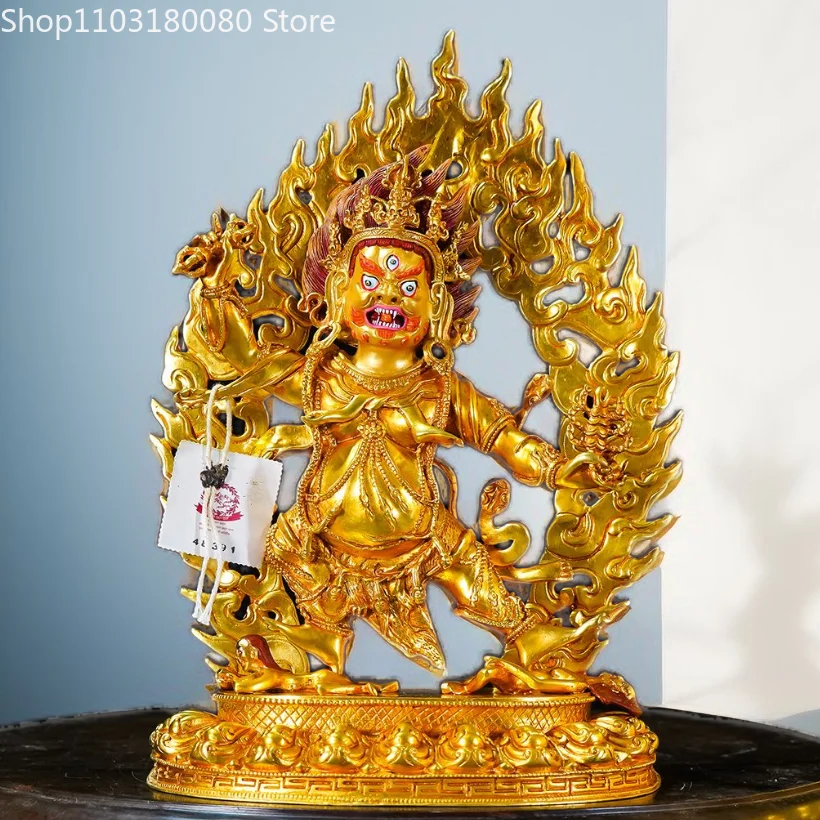 Copper carving gilding Angry Guru Padmasambhava buddha statue Tibet Guru Dragpo sculpture Large size 30cm