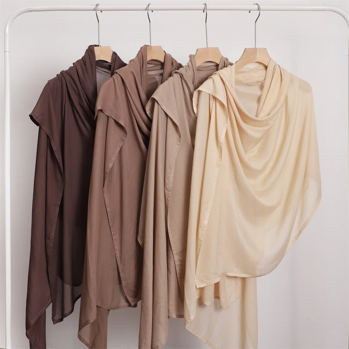 Hot Sale Double Stitches Viscose Scarf Hijab Muslim Women Elegant Plain Rayon Shawl Solid Morandi Color Headscarf Long Veils