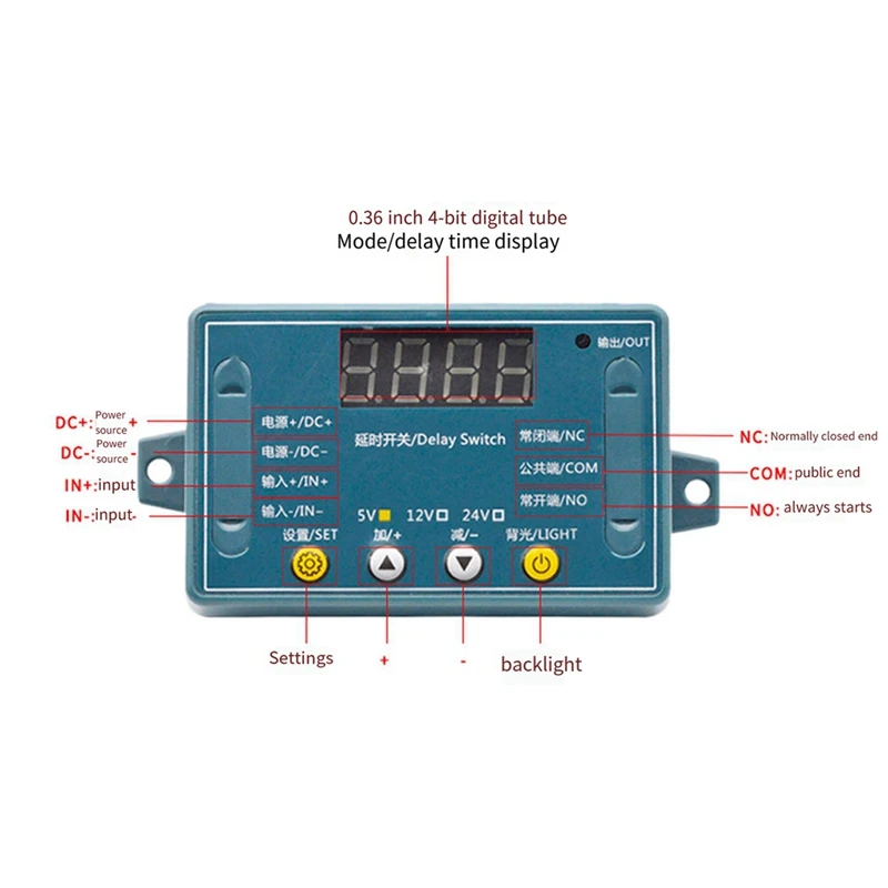 DC 24V 10A Adjustable Time Delay Relay Module 32 Modes LED Digital Timming Trigger Timer Control Switch Pulse Cycle